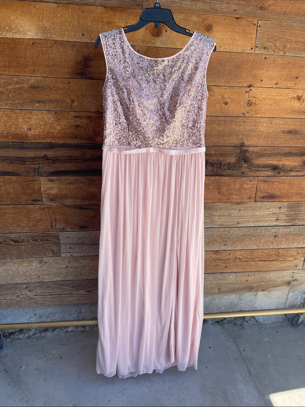 David's Bridal Pink Sequin Bodice Evening Gown